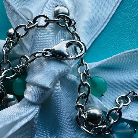 RARE Tiffany & Co Chrysoprase, Moonstone, Bead Bracelet, 6.9" - Picture 7 of 12